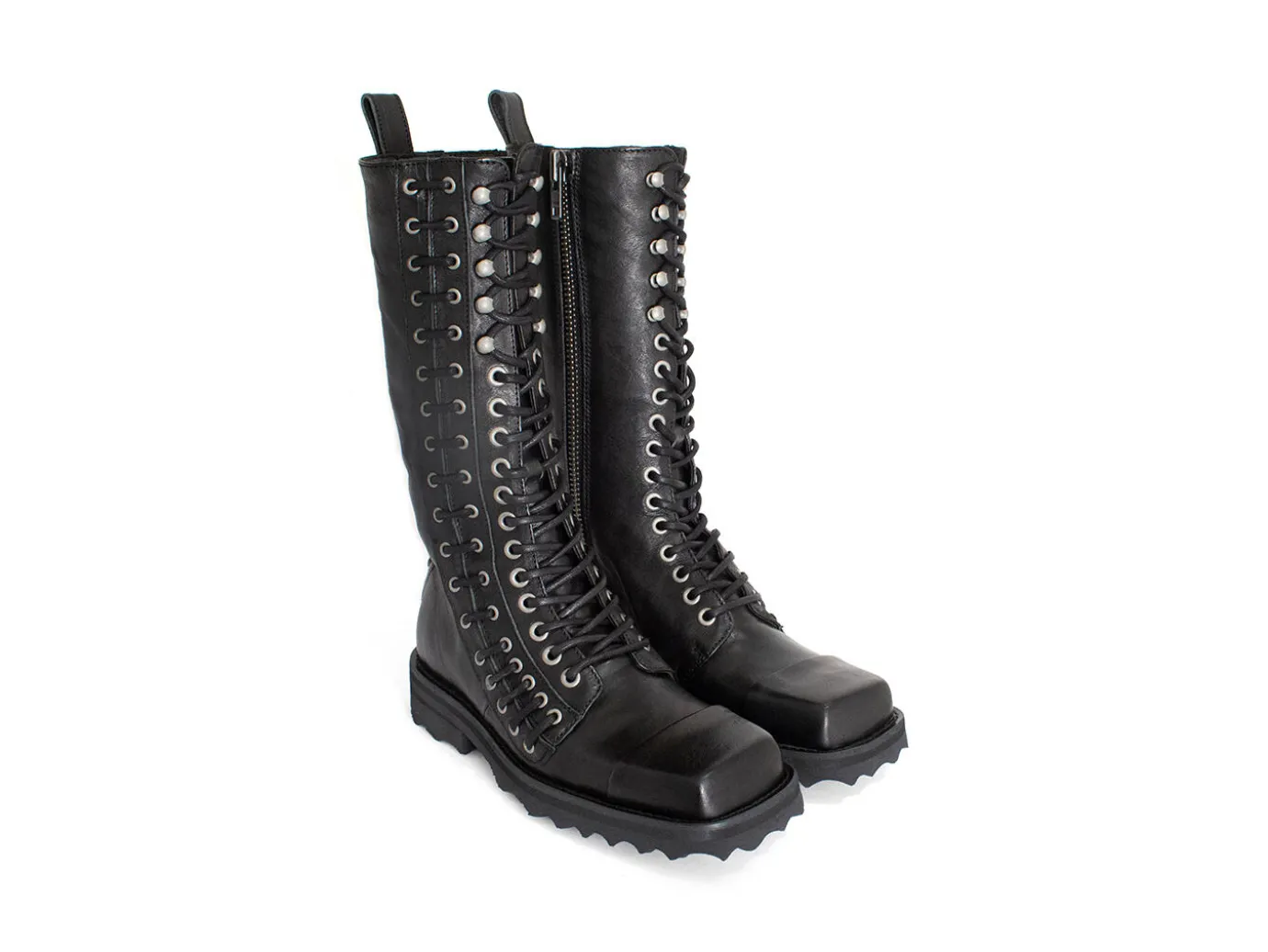 Fluevog Shoes Alonso | Tall Lace-Up Boot With Zipper Black Discount