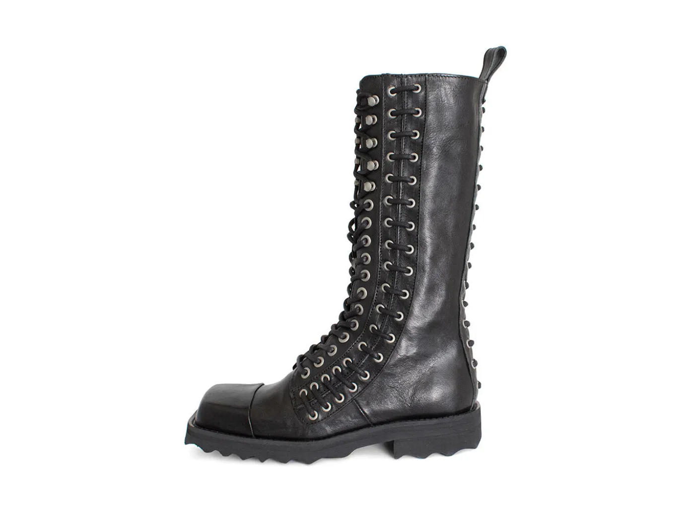 Fluevog Shoes Alonso | Tall Lace-Up Boot With Zipper Black Discount