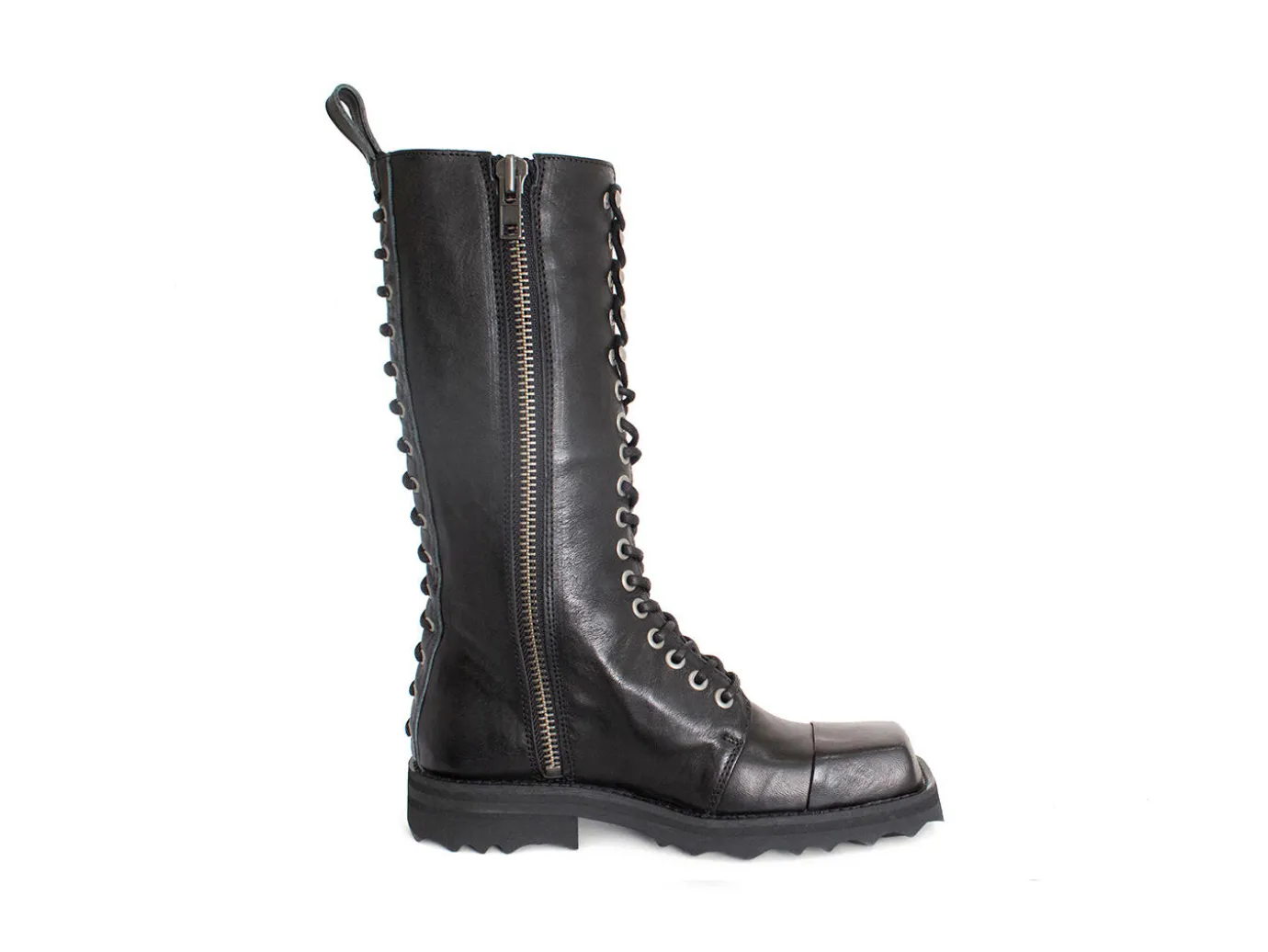 Fluevog Shoes Alonso | Tall Lace-Up Boot With Zipper Black Discount