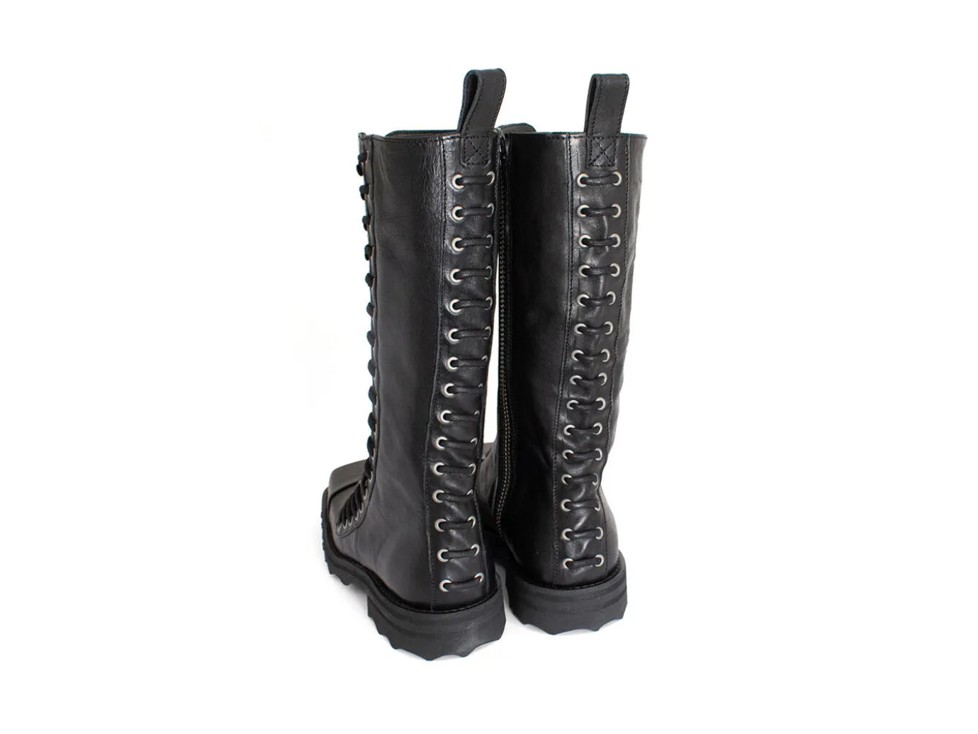 Fluevog Shoes Alonso | Tall Lace-Up Boot With Zipper Black Discount