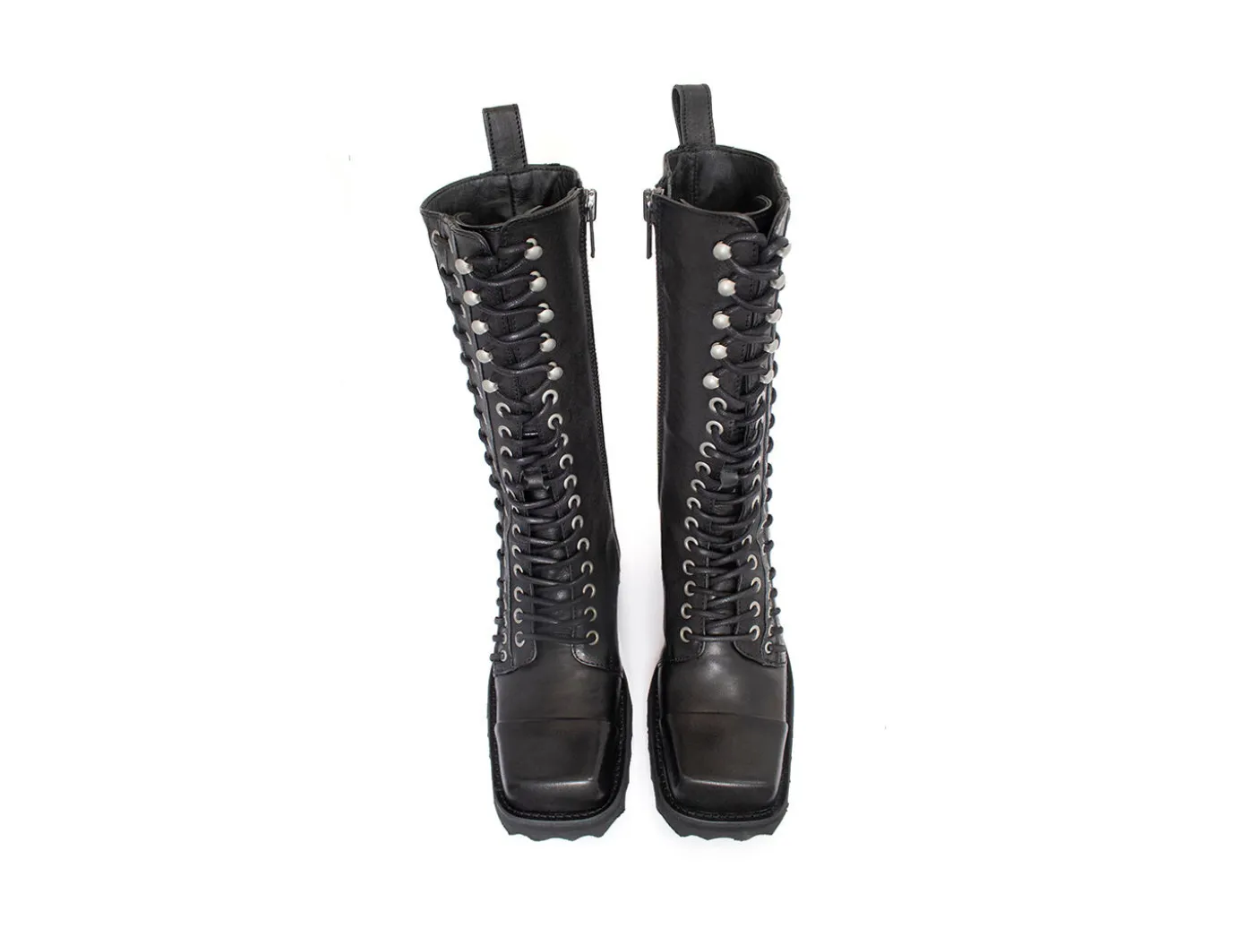 Fluevog Shoes Alonso | Tall Lace-Up Boot With Zipper Black Discount