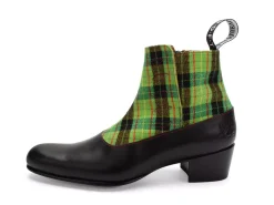 Fluevog Shoes Arthur | Zip-Up Ankle Boot Black/Green Plaid Online