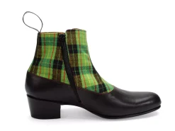 Fluevog Shoes Arthur | Zip-Up Ankle Boot Black/Green Plaid Online