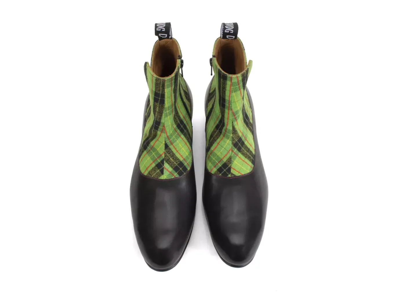 Fluevog Shoes Arthur | Zip-Up Ankle Boot Black/Green Plaid Online