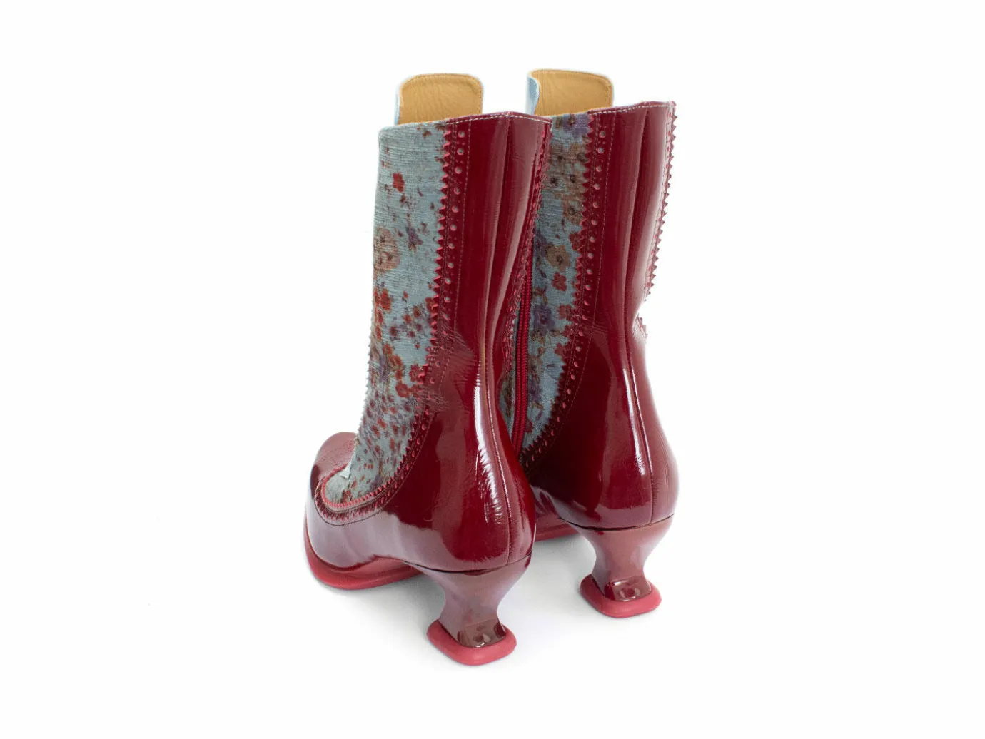 Fluevog Shoes Aura | Brogue Tall Boot Red/Green Floral Discount