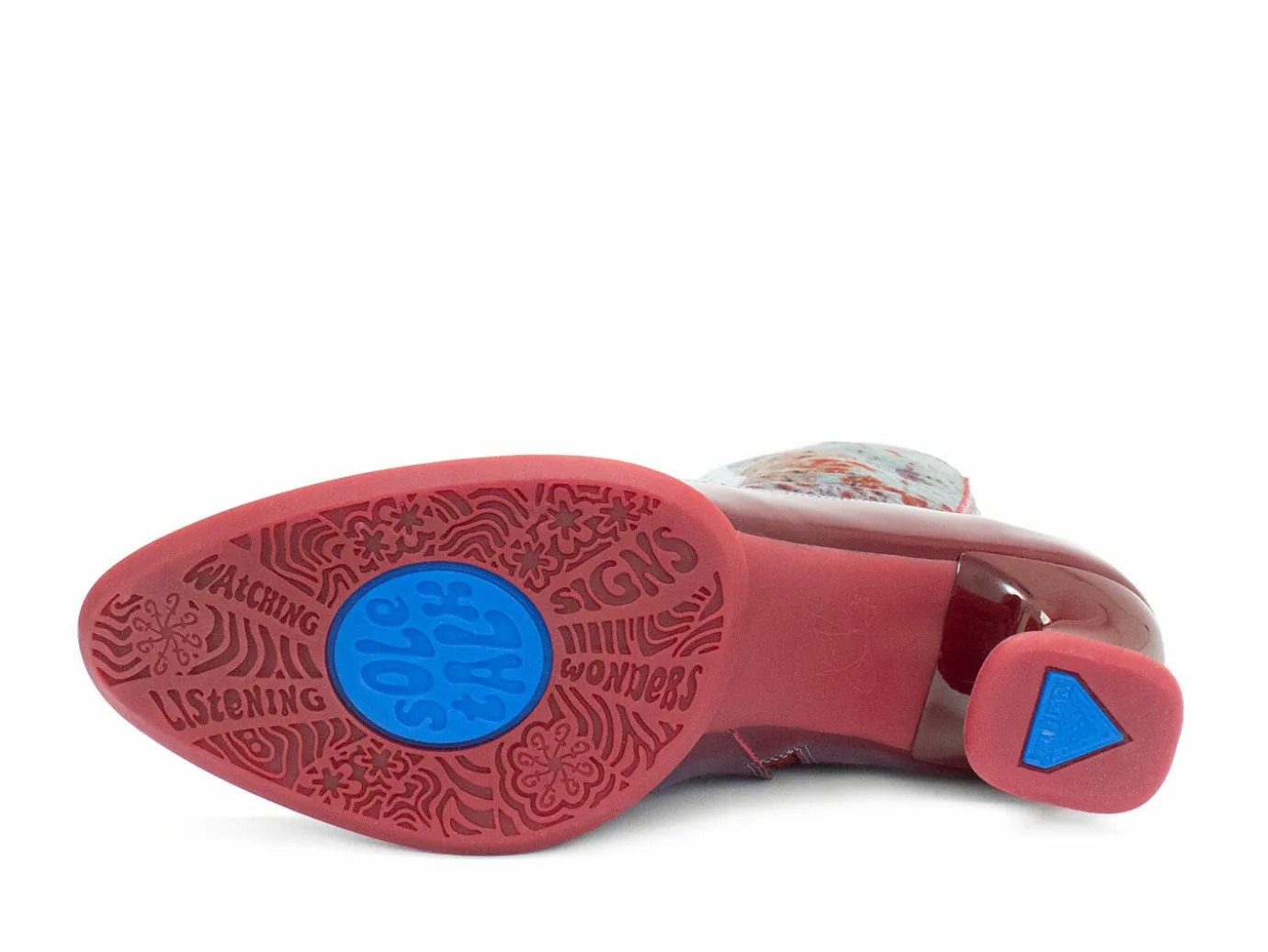 Fluevog Shoes Aura | Brogue Tall Boot Red/Green Floral Discount