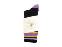 Fluevog Shoes Bandit | Colourblock Varsity Sock Black/Lavender Clearance