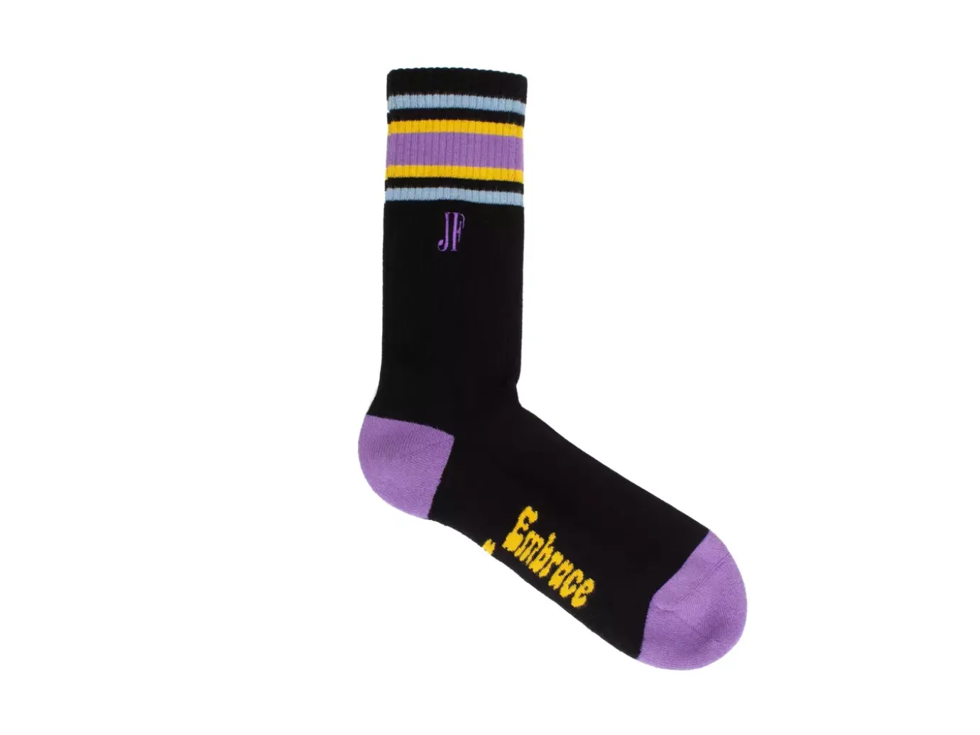 Fluevog Shoes Bandit | Colourblock Varsity Sock Black/Lavender Clearance