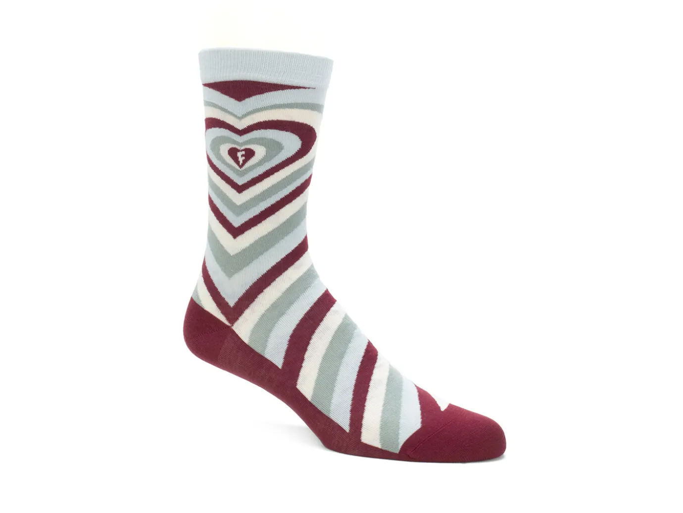 Fluevog Shoes Baobao Vog Socks | Heart Illusion Sock Cream/Blue/Burgundy Shop