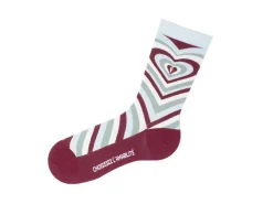 Fluevog Shoes Baobao Vog Socks | Heart Illusion Sock Cream/Blue/Burgundy Clearance