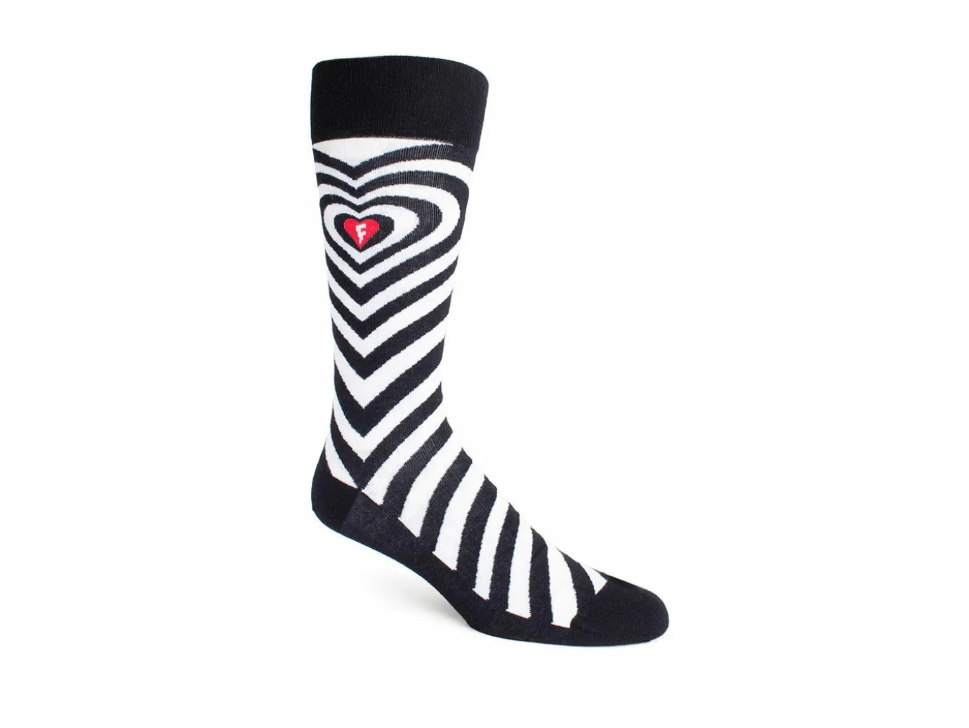 Fluevog Shoes Baobao Vog Socks | Heart Illusion Sock Black/White Cheap