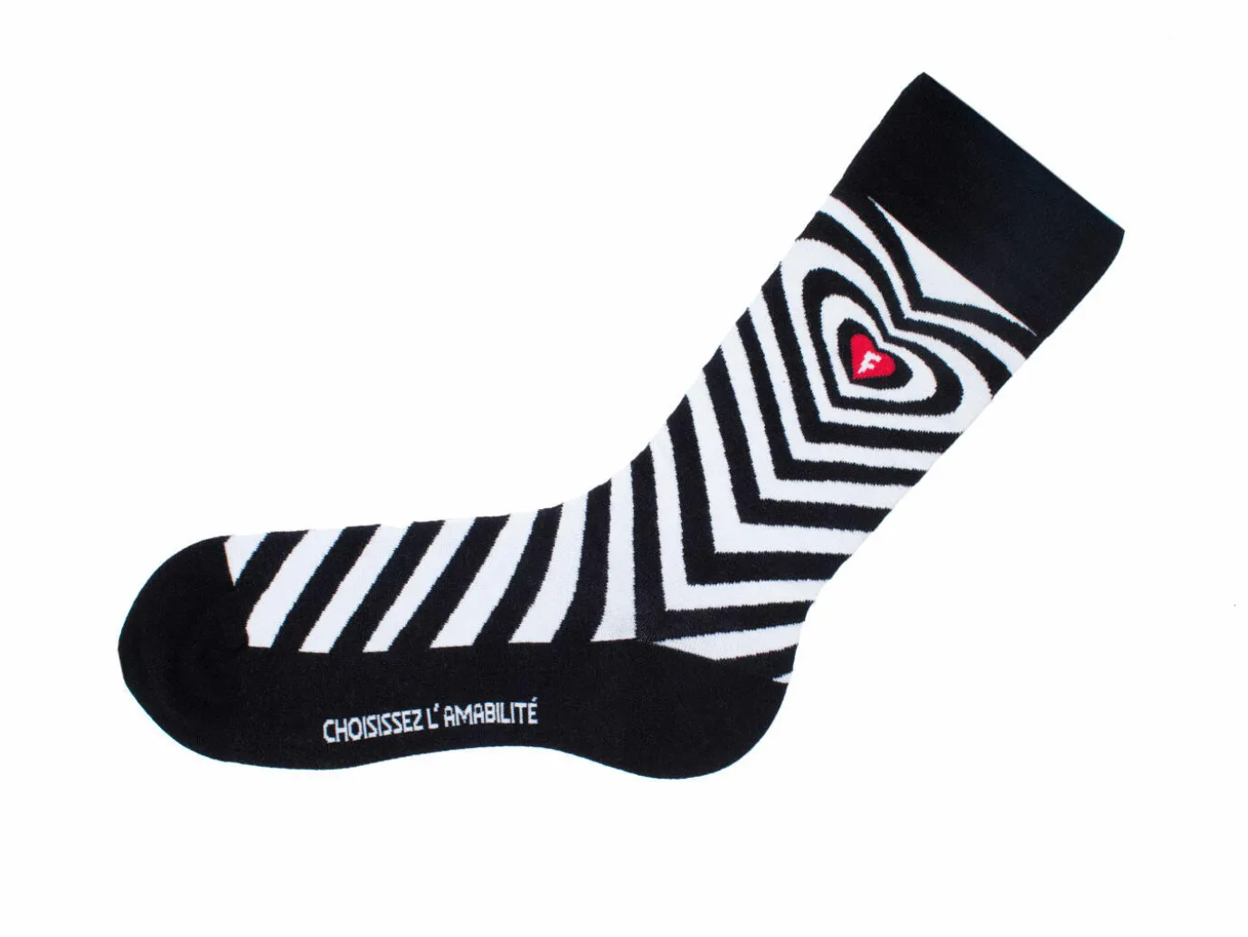 Fluevog Shoes Baobao Vog Socks | Heart Illusion Sock Black/White Cheap