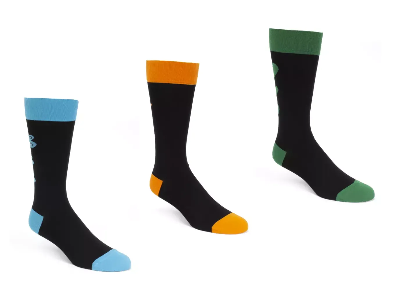 Fluevog Shoes Baz Vog Socks (3-Pack) | 3-Pack Graphic Sock Orange/Green/Blue Outlet