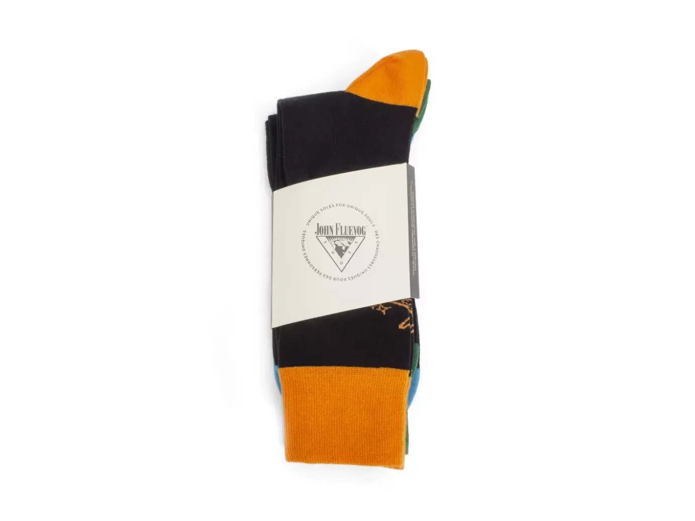 Fluevog Shoes Baz Vog Socks (3-Pack) | 3-Pack Graphic Sock Orange/Green/Blue Outlet