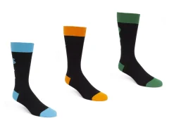 Fluevog Shoes Baz Vog Socks (3-Pack) | 3-Pack Graphic Sock Orange/Green/Blue Shop