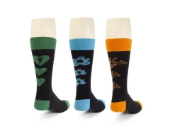 Fluevog Shoes Baz Vog Socks (3-Pack) | 3-Pack Graphic Sock Orange/Green/Blue Shop