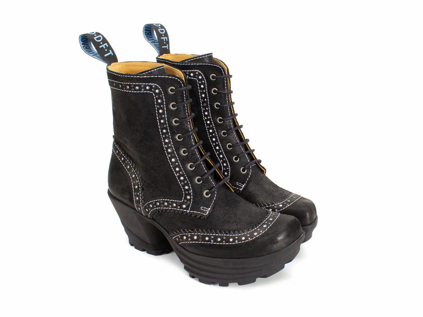 Fluevog Shoes Bebop | Lace-Up Brogue Boot Black Fashion