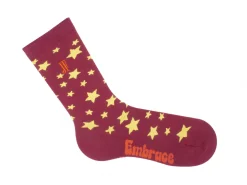 Fluevog Shoes Bianca Vog Socks | Large Stars Sock Burgundy/Yellow Best