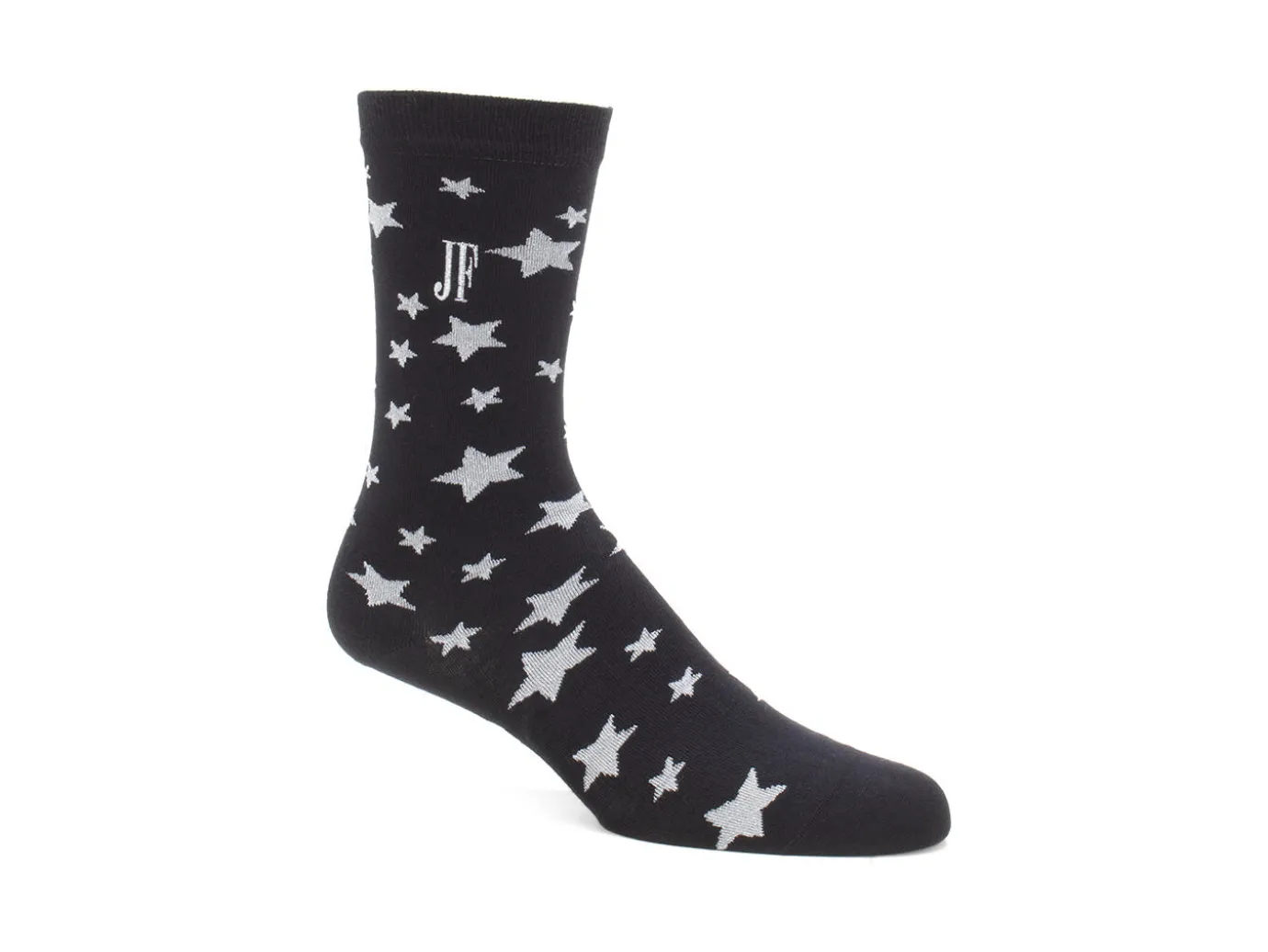 Fluevog Shoes Bianca Vog Socks | Large Stars Sock Black/Metallic Silver Flash Sale