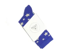 Fluevog Shoes Bianca Vog Socks | Large Stars Sock Navy/Beige Flash Sale