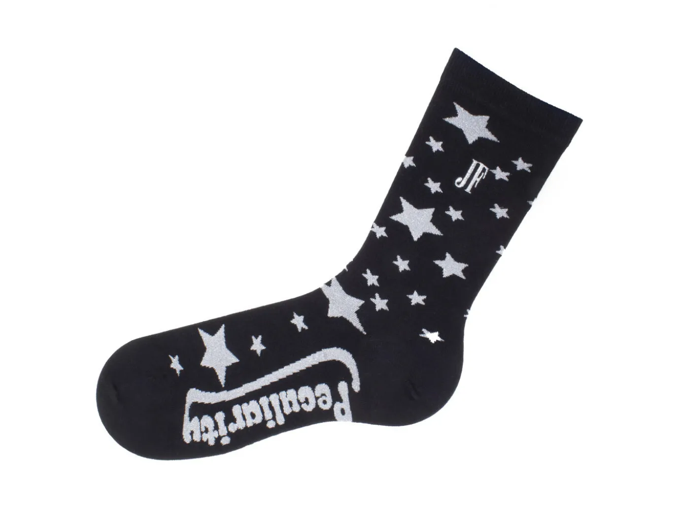 Fluevog Shoes Bianca Vog Socks | Large Stars Sock Black/Metallic Silver Discount