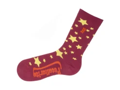 Fluevog Shoes Bianca Vog Socks | Large Stars Sock Burgundy/Yellow New