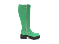 Fluevog Shoes Bond Girl | Tall Boot With Buckles Green Suede Hot