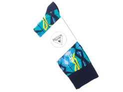 Fluevog Shoes Cerebral Vog Socks | Geometric Knit Sock Blue Hot