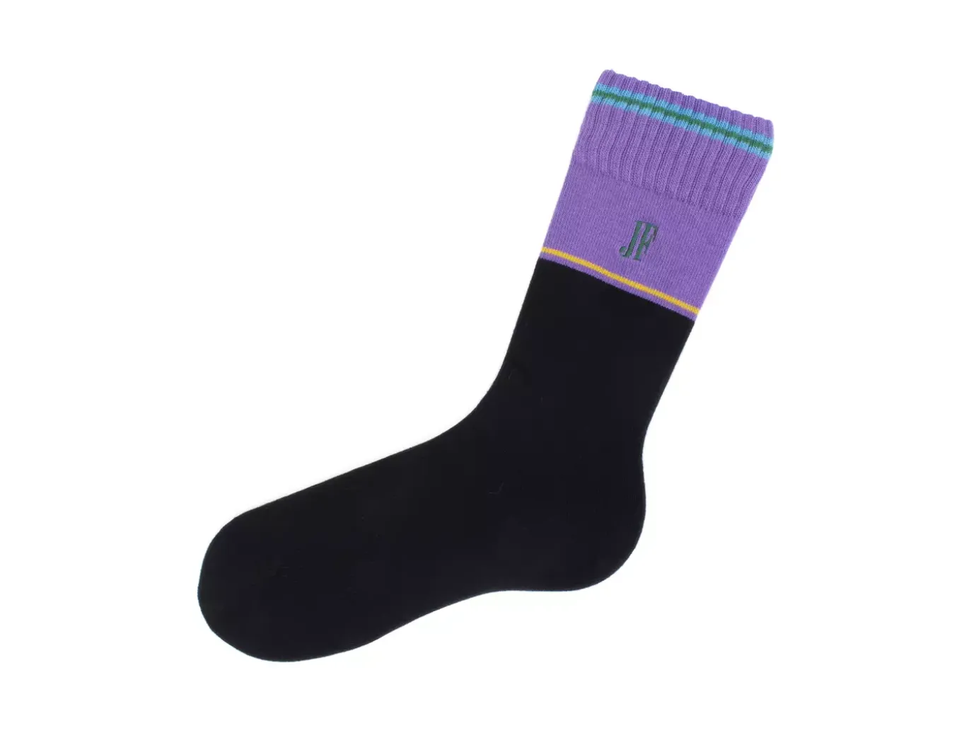 Fluevog Shoes Citta Vog Socks | Thick Colourblock Sock Black/Lavender Store