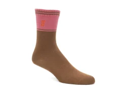 Fluevog Shoes Citta Vog Socks | Thick Colourblock Sock Pink/Brown Clearance