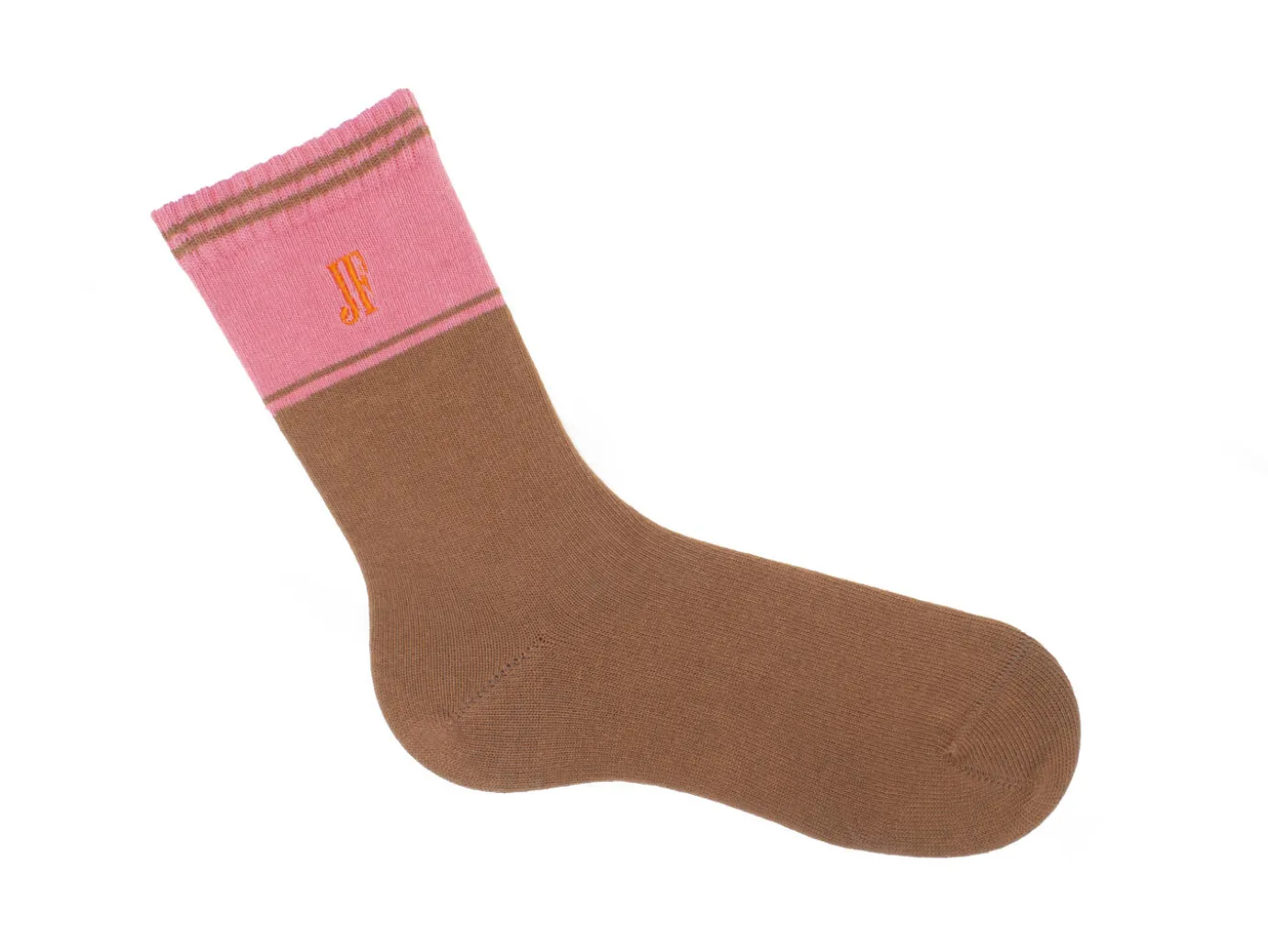 Fluevog Shoes Citta Vog Socks | Thick Colourblock Sock Pink/Brown Clearance