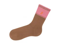 Fluevog Shoes Citta Vog Socks | Thick Colourblock Sock Pink/Brown Clearance