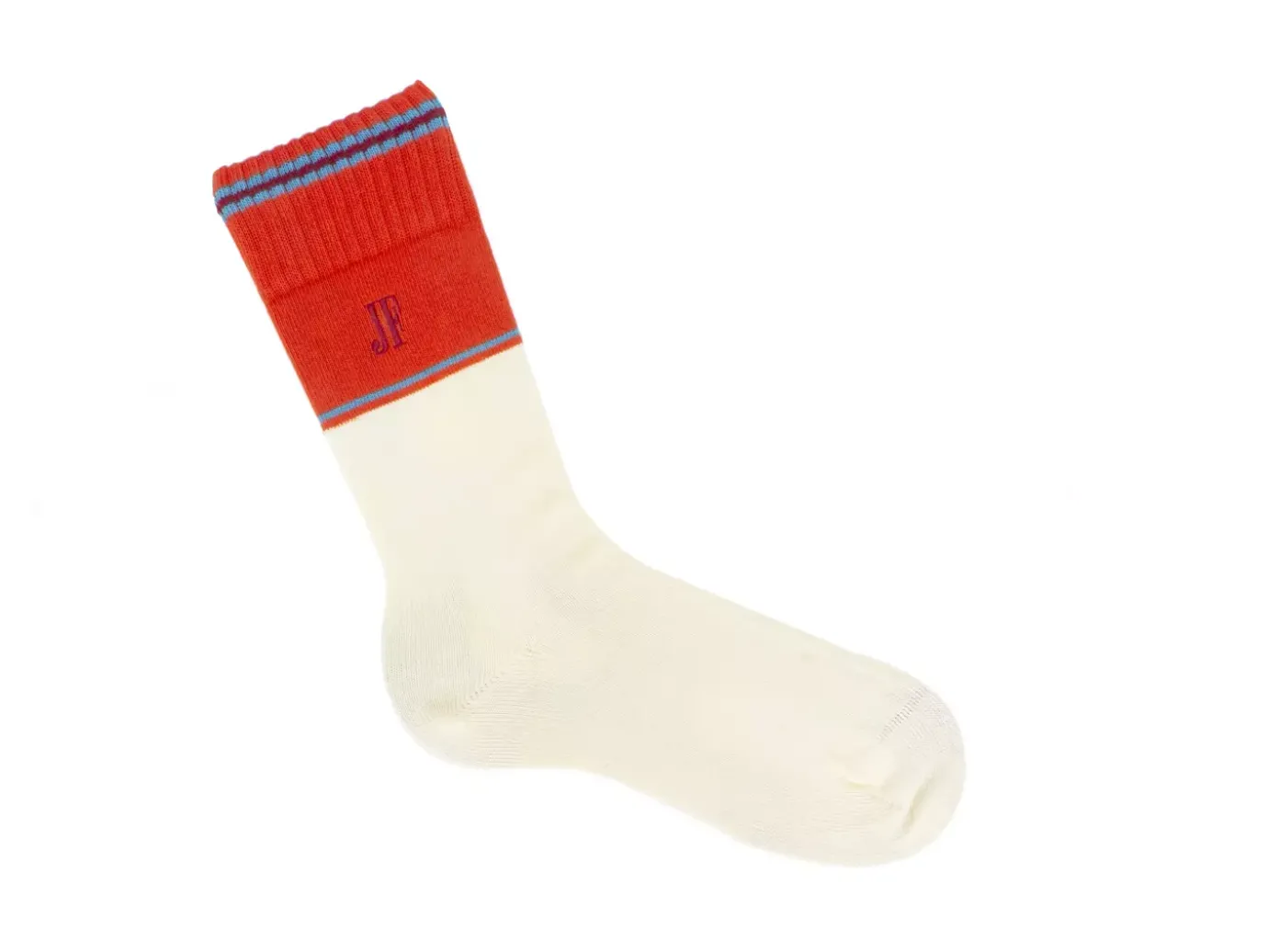 Fluevog Shoes Citta Vog Socks | Thick Colourblock Sock Cream/Red Clearance