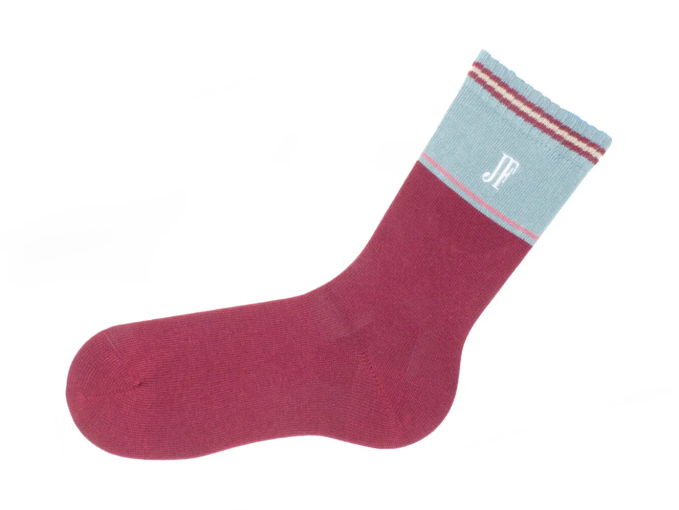 Fluevog Shoes Citta Vog Socks | Thick Colourblock Sock Burgundy/Blue Best Sale