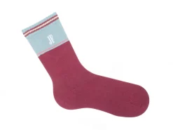 Fluevog Shoes Citta Vog Socks | Thick Colourblock Sock Burgundy/Blue Store