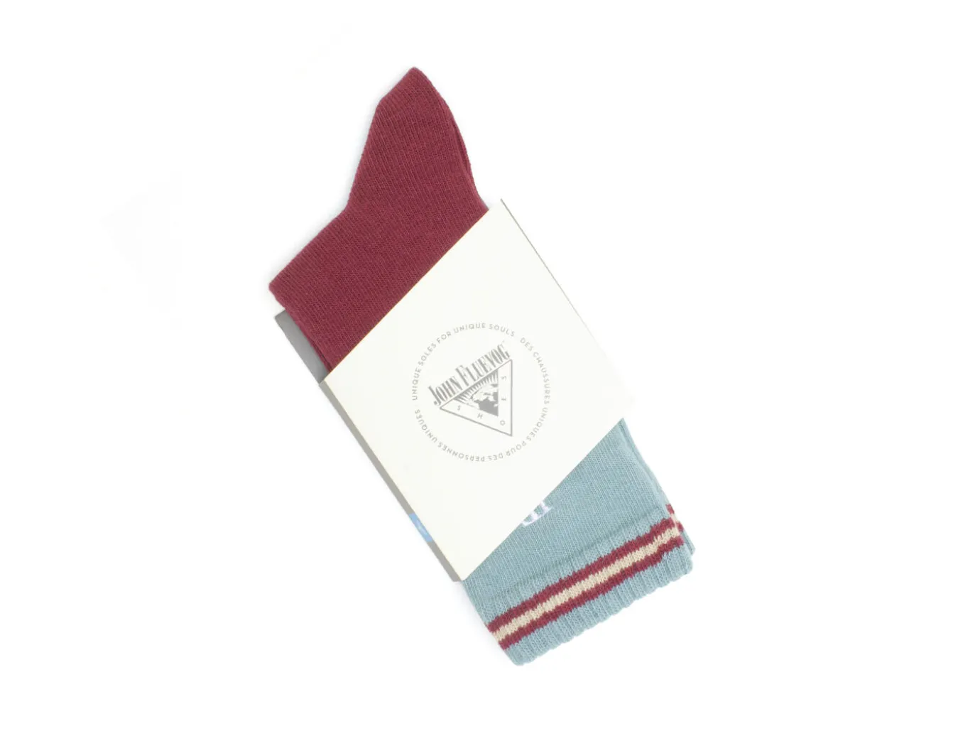 Fluevog Shoes Citta Vog Socks | Thick Colourblock Sock Burgundy/Blue Store