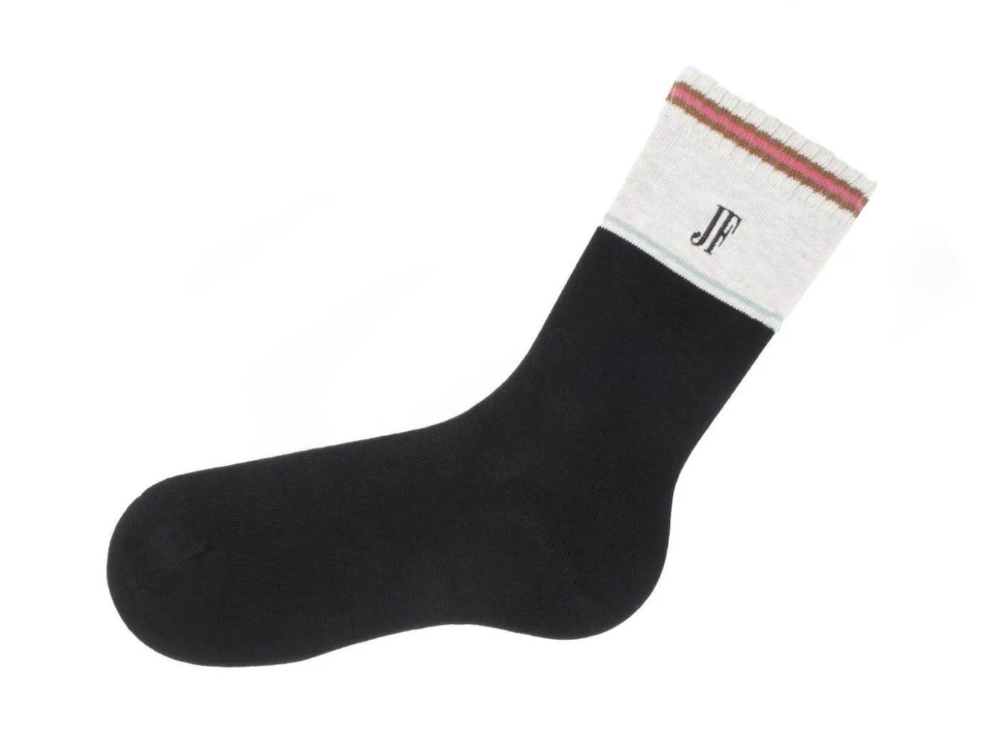 Fluevog Shoes Citta Vog Socks | Thick Colourblock Sock Black/Beige Clearance