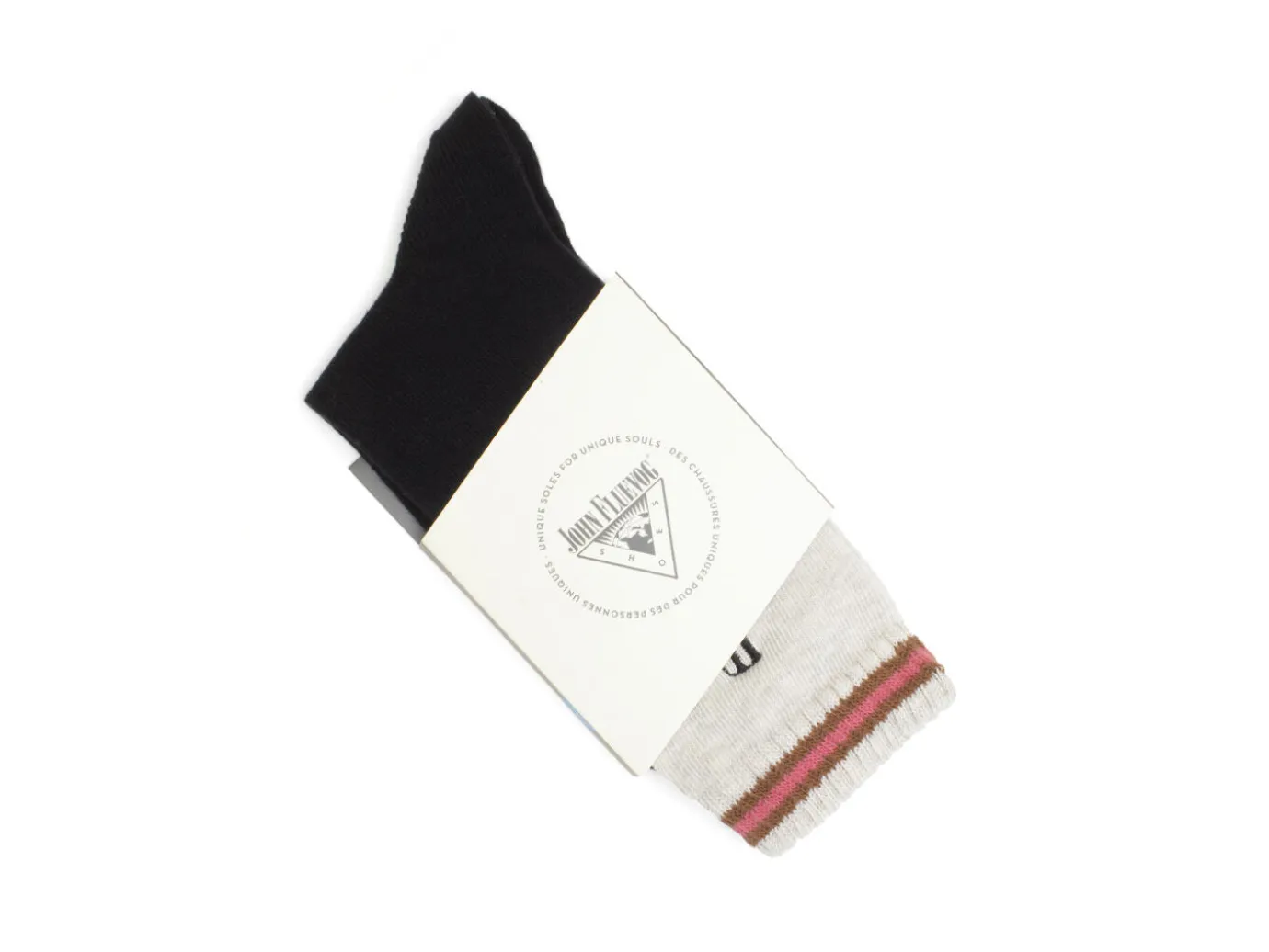 Fluevog Shoes Citta Vog Socks | Thick Colourblock Sock Black/Beige Clearance