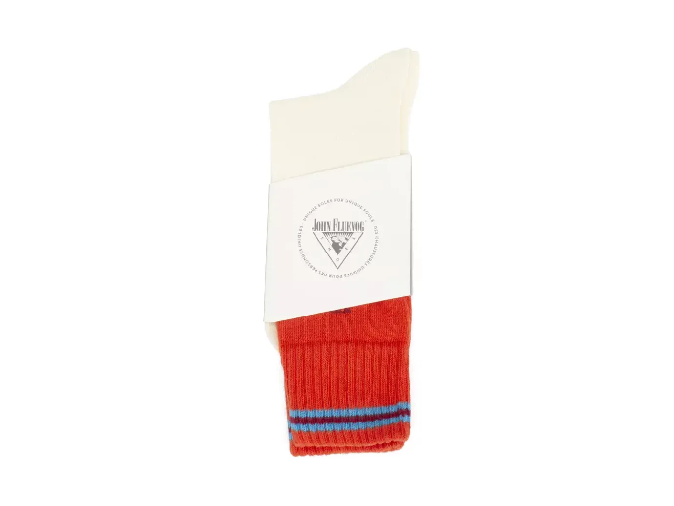Fluevog Shoes Citta Vog Socks | Thick Colourblock Sock Cream/Red Shop