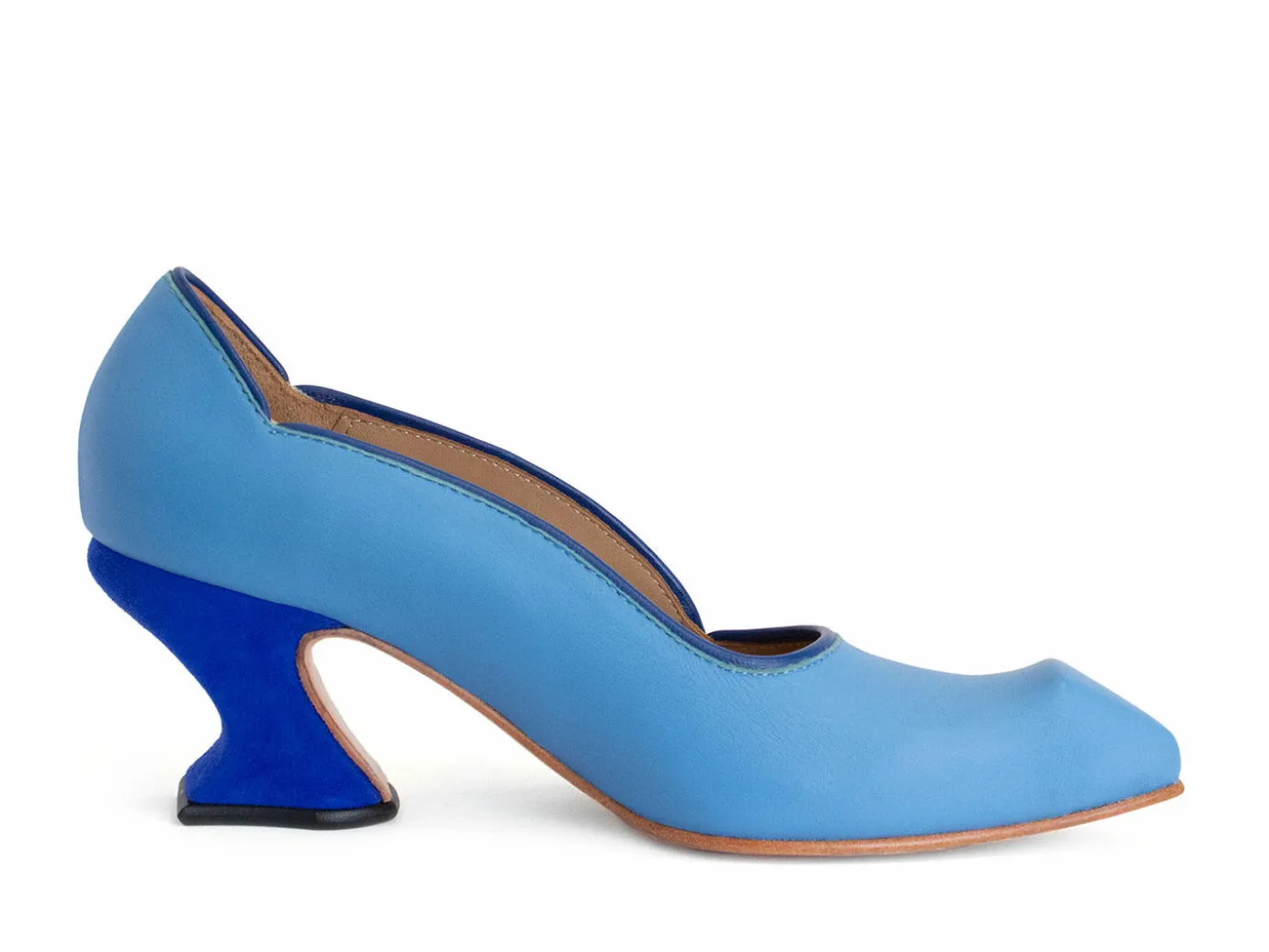 Fluevog Shoes Clara | Leather Swirl Pump Blue Sale
