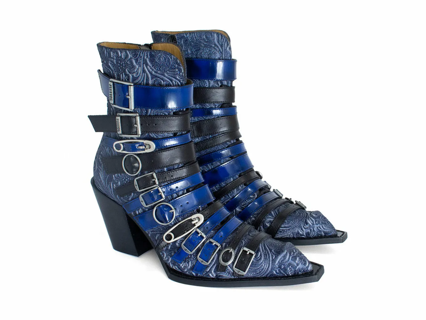 Fluevog Shoes Conceptual Cookie | Zip-Up Ankle Boot With Buckles Blue Store
