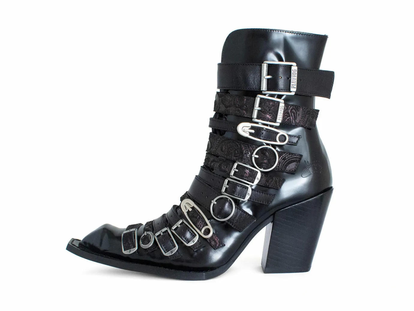 Fluevog Shoes Conceptual Cookie | Zip-Up Ankle Boot With Buckles Black Best