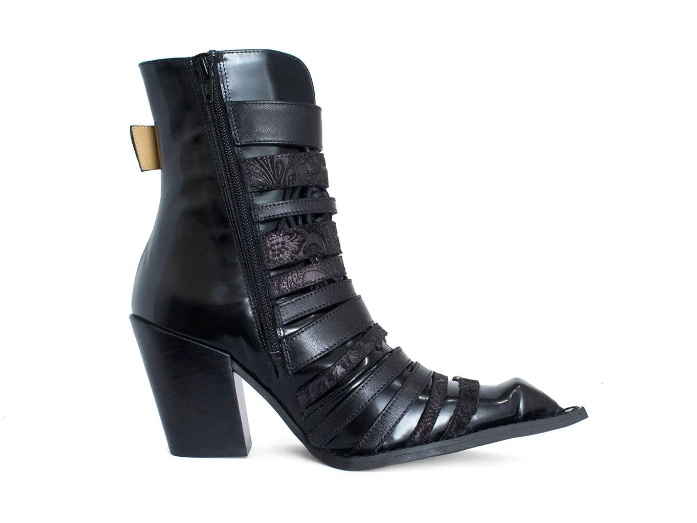 Fluevog Shoes Conceptual Cookie | Zip-Up Ankle Boot With Buckles Black Best