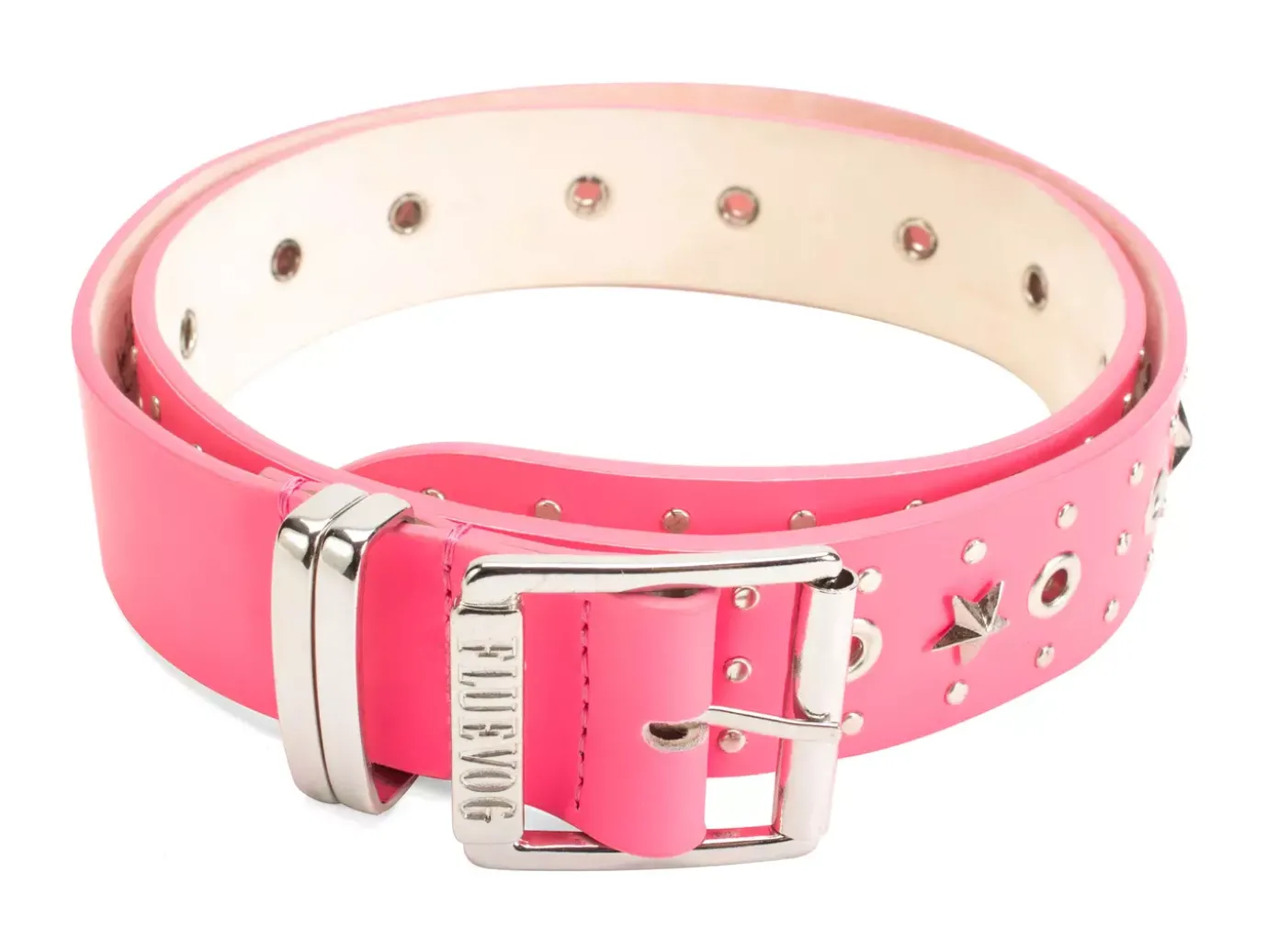 Fluevog Shoes Croft Belt | Star-Studded Leather Belt Hot Pink Best