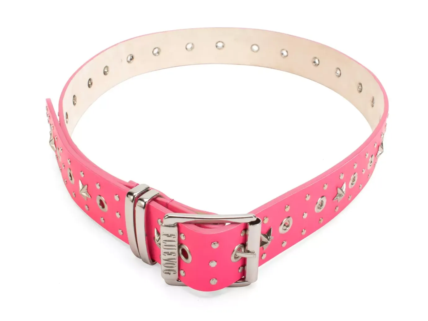 Fluevog Shoes Croft Belt | Star-Studded Leather Belt Hot Pink Best