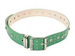 Fluevog Shoes Croft Belt | Star-Studded Leather Belt Green Best