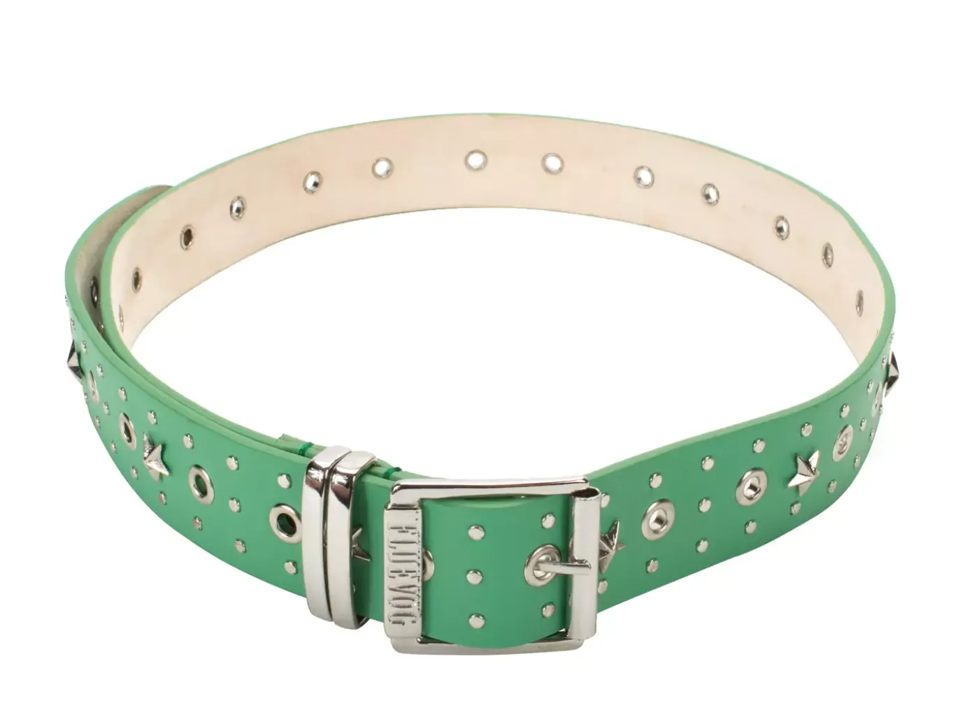Fluevog Shoes Croft Belt | Star-Studded Leather Belt Green Best