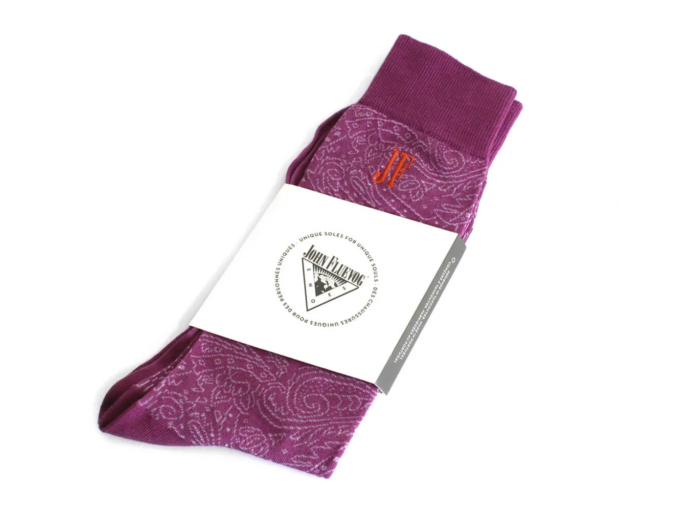 Fluevog Shoes Dango Vog Socks | Paisley Knit Sock Purple/White Discount