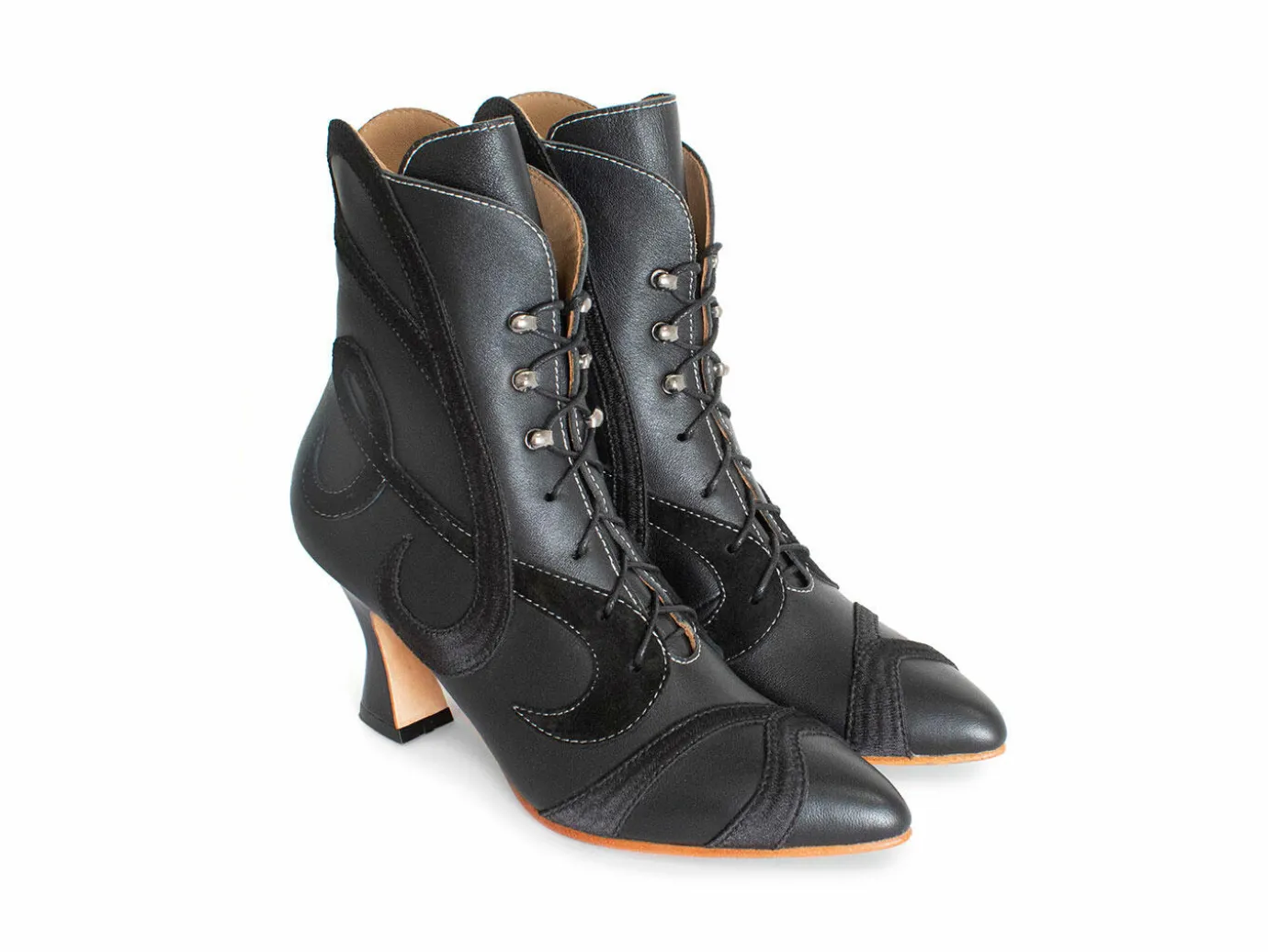 Fluevog Shoes De La Cruz | Embroidered Lace-Up Boot Black Flash Sale