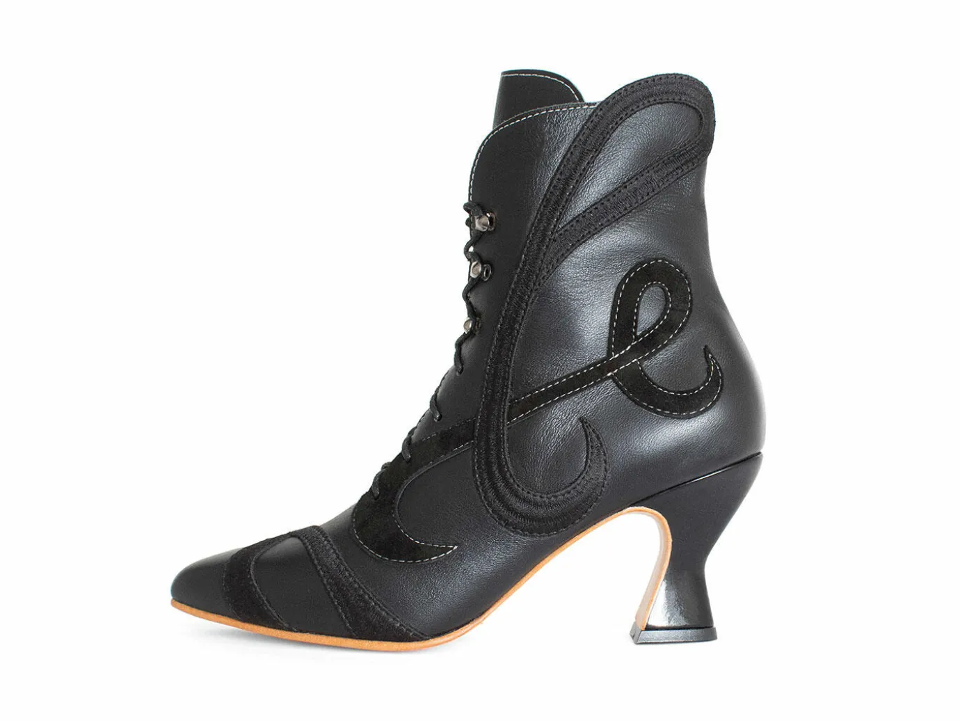 Fluevog Shoes De La Cruz | Embroidered Lace-Up Boot Black Flash Sale